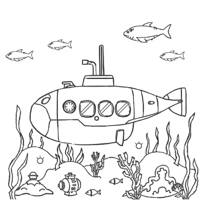Submarine in the Underwater World