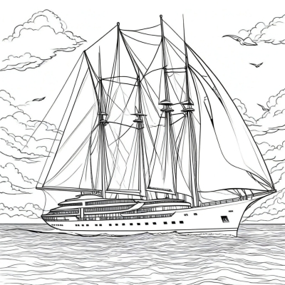 Super Yacht with Four Sails