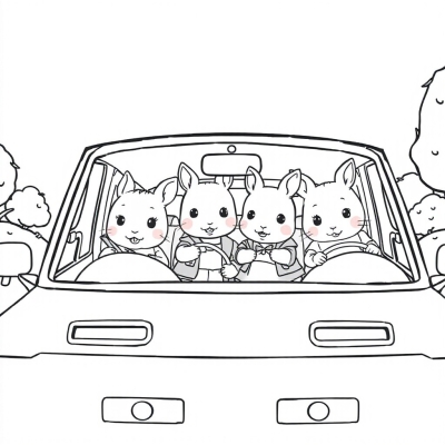 Sylvanian Families in the Car