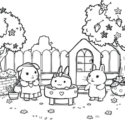 Sylvanian Families in the Yard