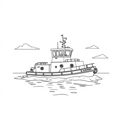 Tugboat at Sea