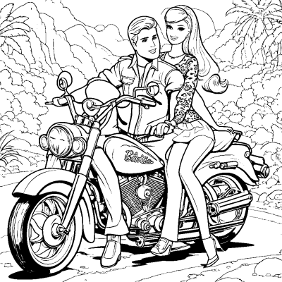 Barbie and Ken on a Motorcycle