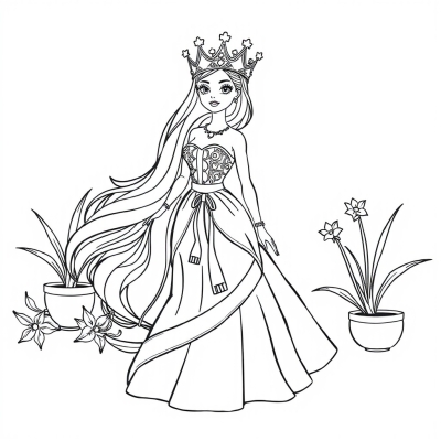 Barbie in a Stylish Dress and Crown