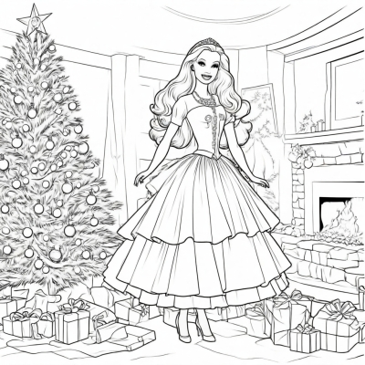Barbie by the Christmas Tree