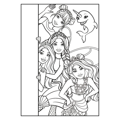 Barbie and Friends Card with Narwhal