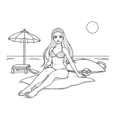 Barbie Sunbathing on the Beach