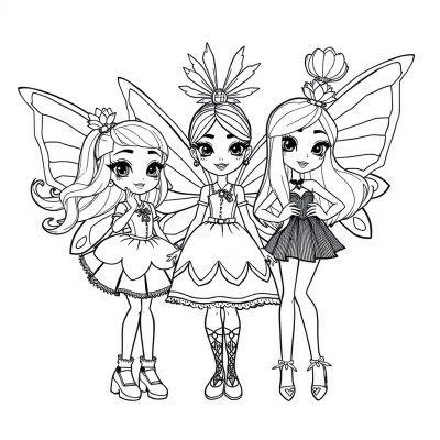 Bloom, Tecna, and Flora in Fancy Dresses