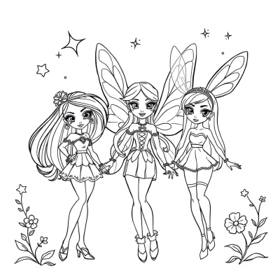 Winx Cosmic Coloring: Bloom, Musa & Layla