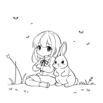 Anime Girl and Bunny