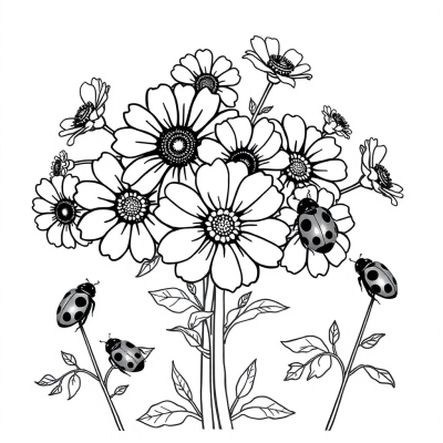 Flower Bouquet and Ladybugs