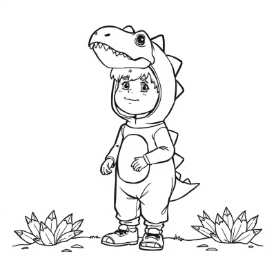 Boy in Dinosaur Costume