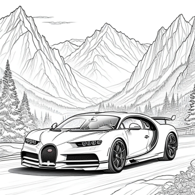 Bugatti Chiron Against the Mountains