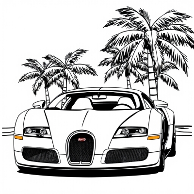 Bugatti Veyron and Palm Trees