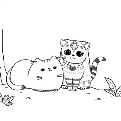 Pusheen and Summer (Mandala)