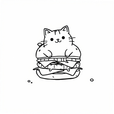 Pusheen Cat on a Cheeseburger
