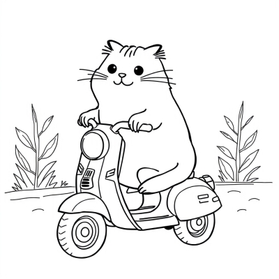 Pusheen on a Scooter