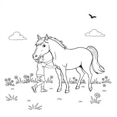 Children Playing with a Horse