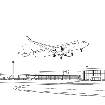 Commercial Airplane Taking Off from Airport