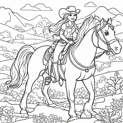 Cowgirl Riding a Horse