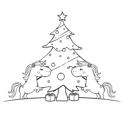 Cute Christmas Tree with Unicorns
