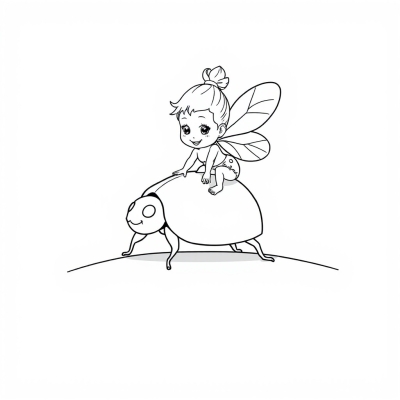 Cute Fairy on a Ladybug