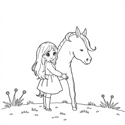 Cute Girl and Unicorn