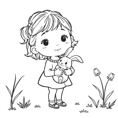 Cute Girl Holding a Bunny