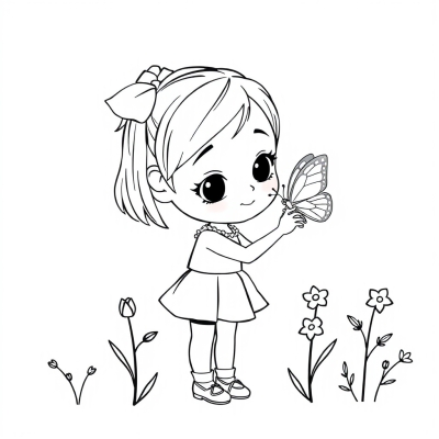 Cute Girl with a Butterfly
