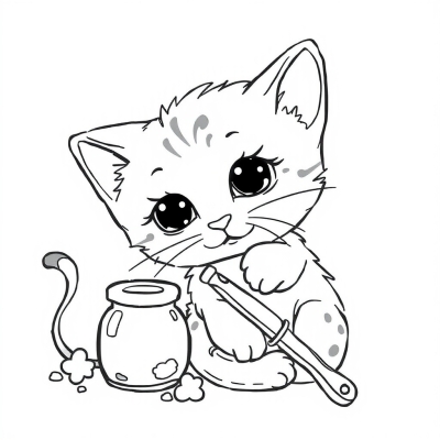 Cute Kitten and Jam