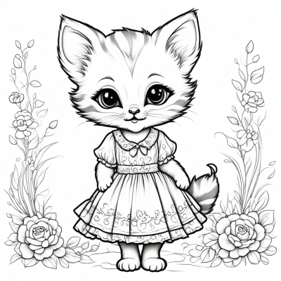 Cute Kitten in a Dress