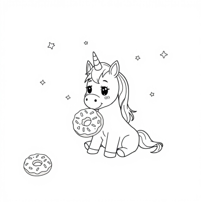 Cute Unicorn with Donuts