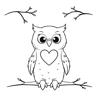 Cute Owl with Heart