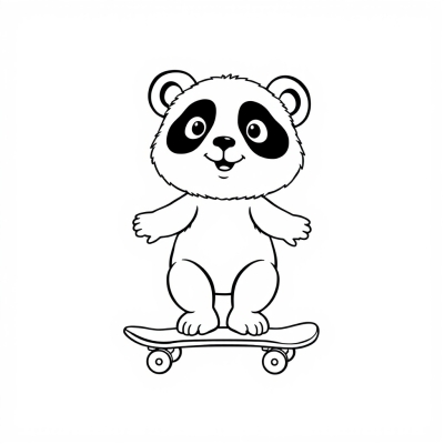 Cute Panda on a Skateboard