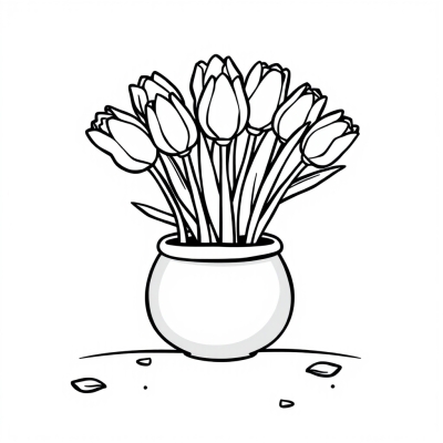 Cute Pot with Tulips