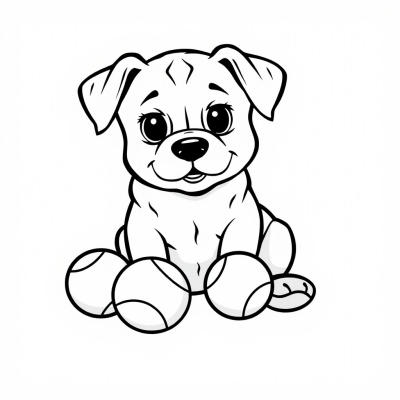 Cute Puppy with Balls