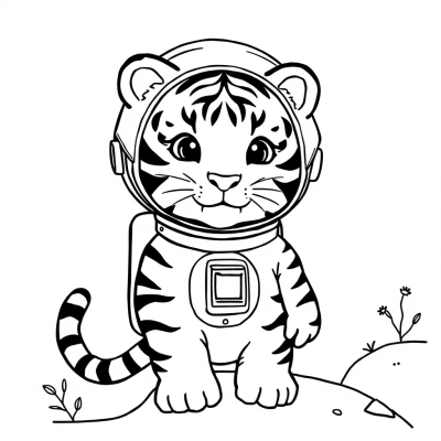 Cute Tiger Cub - Astronaut