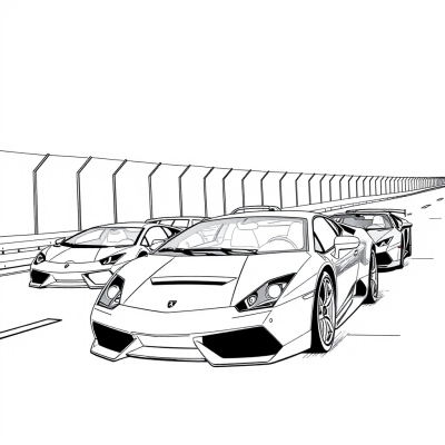 Four Lamborghinis on the Track
