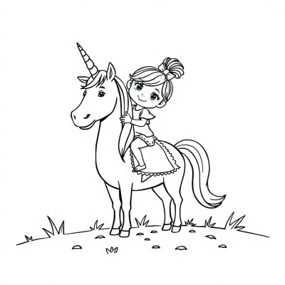 Girl on Unicorn with Bunny