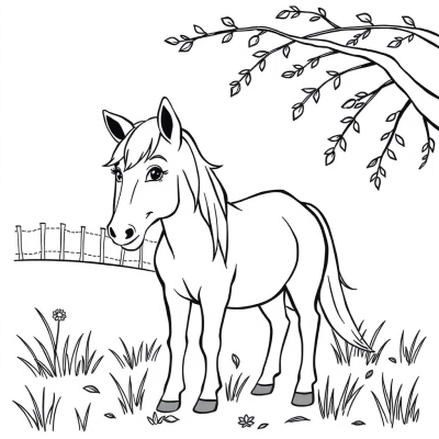 Horse and Pony in Nature