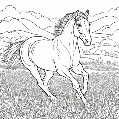 Horse Galloping Through the Grass