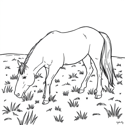 Grazing Horse on the Meadow