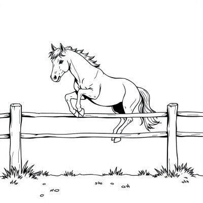 Horse Jumping Over a Fence