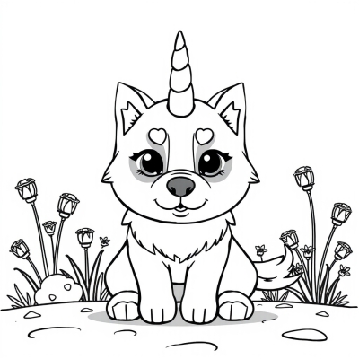 Kawaii Husky-Unicorn