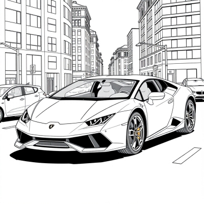 Lamborghini Driving in the City