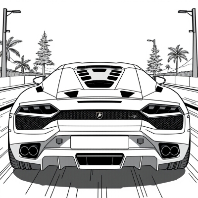 Rear View of Racing Lamborghini