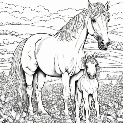 Mom Horse and Her Baby