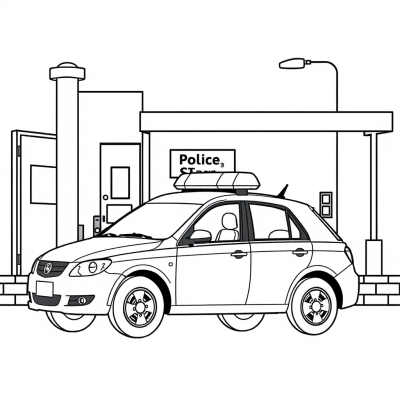 Police Car at the Station for Kids