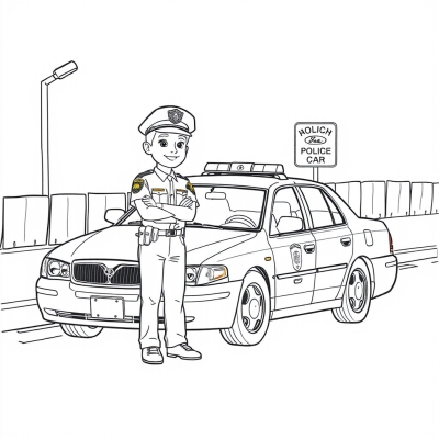 Police Officer Next to Police Car