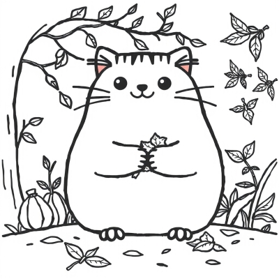 Pusheen and Autumn Mandala