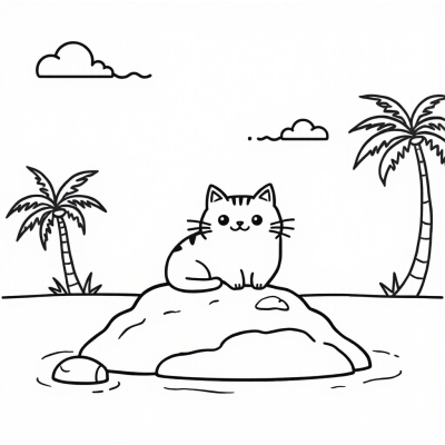 Pusheen Cat on an Island